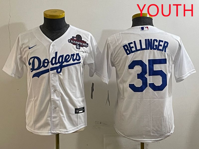 Youth Los Angeles Dodgers #35 Bellinger White Game 2025 Nike MLB Jersey style 8